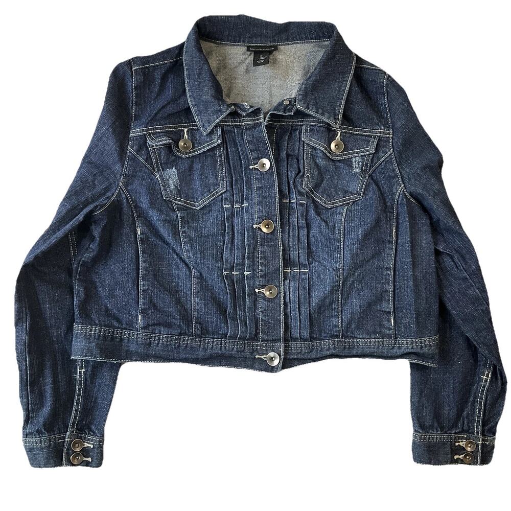Lane Bryant Women Jacket 18 Blue Denim Jacket Western Button Long Sleeve Inner - Picture 1 of 8
